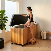 TimberChill Glacier Pro Cedar Cold Plunge — Lifestyle