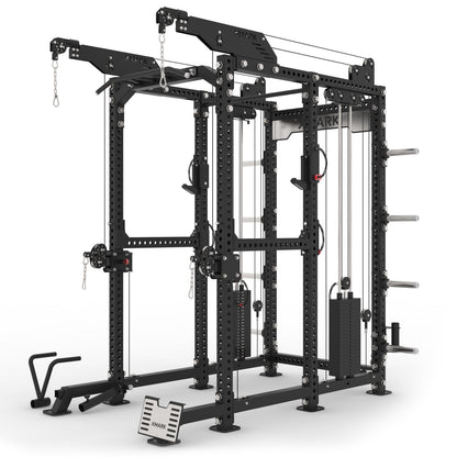 Commercial Power Rack Cable Machine, 440 lbs Total Stack Weight