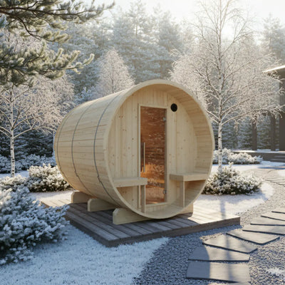 Turku Finnish Barrel Sauna with Terrace and WiFi Heater - Finnish Sauna Builders