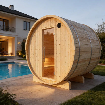 Vassa Finnish Barrel Sauna with WiFi Heater - Finnish Sauna Builders