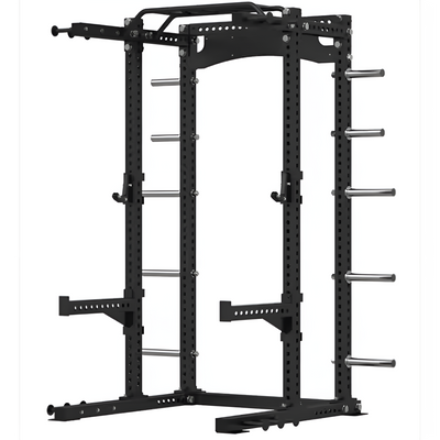 Power Rack Built to Support Heavy Lifting, Commercial Steel Frame, 450kg Capacity, Integrated Plate Storage