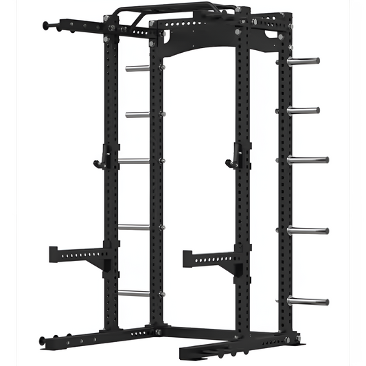 Power Rack Built to Support Heavy Lifting, Commercial Steel Frame, 450kg Capacity, Integrated Plate Storage
